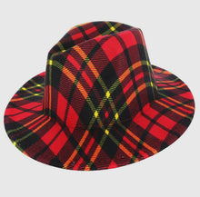 Load image into Gallery viewer, Red Plaid Fedora Hag