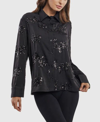 Button Down Sequined Blouse