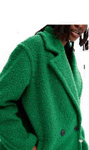 Double-breasted bouclé coat of