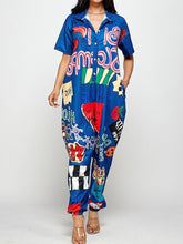 Load image into Gallery viewer, Blue Short Sleeve Jumpsuit
