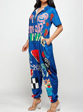 Load image into Gallery viewer, Blue Short Sleeve Jumpsuit