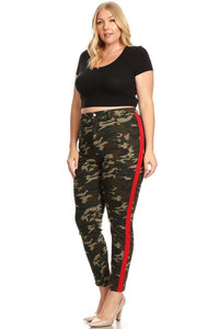 High Rise Skinny Jeans w/ Red Highlight Out seam Camo