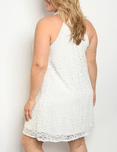 White halter lace dress