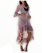 Load image into Gallery viewer, Tie Dye Long Cardigan With Tassel Hem Detail. Open Front- Women