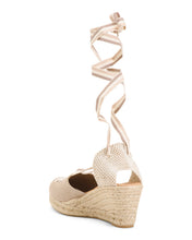 Load image into Gallery viewer, Lace Up Suede Espadrille Wedges