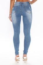 Load image into Gallery viewer, Embellished Rhinestone Skinny Jeans - Medium Blue Wash