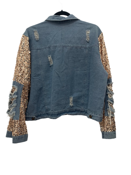 Sequin Sleeves Denim Jacket