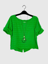 Load image into Gallery viewer, Crop Cotton Blouse Solid Color w/Necklace