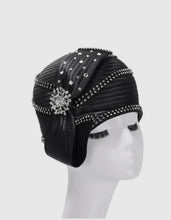 Load image into Gallery viewer, Round Ribbon Hat w/ rhinestones Brooch