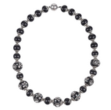 Black Ceramic and Rhinestone Lamp Work Bead Necklace
