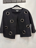 Grommets Black Denim Jacket