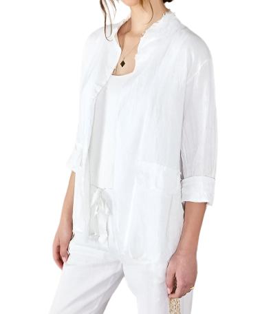 Linen White Open Cardigan Sequin Star