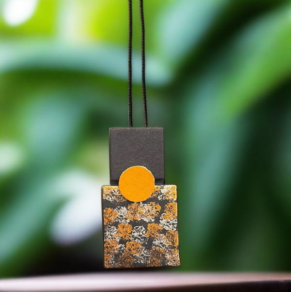 Double Square Vegan Leather Pendant