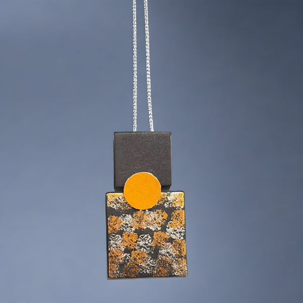 Double Square Vegan Leather Pendant