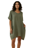 Olive Linen Top with pockets