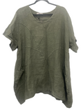 Olive Linen Top with pockets