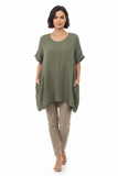 Olive Linen Top with pockets