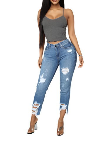 Solid Denim Distressed bell bottom Light JEAN bell bottom distressed