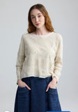RILEY Textured hemp & cotton jacquard blouse