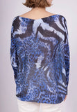 Bat Sleeve Animal Print Large Knit T-Shirt