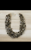 Multi Strand Beaded Pearl Collar Necklace