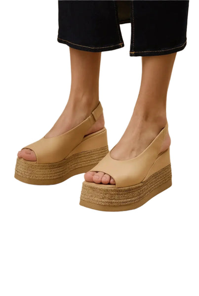 Agnes’s Beige Sandals Genuine Leather