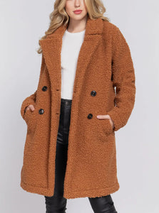 Long Sleeve Double Breasted Teddy Coat