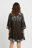 Papa Embroidered Bell Sleeves Dress