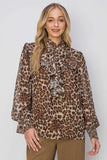 Animal Print Ruffle Blouse