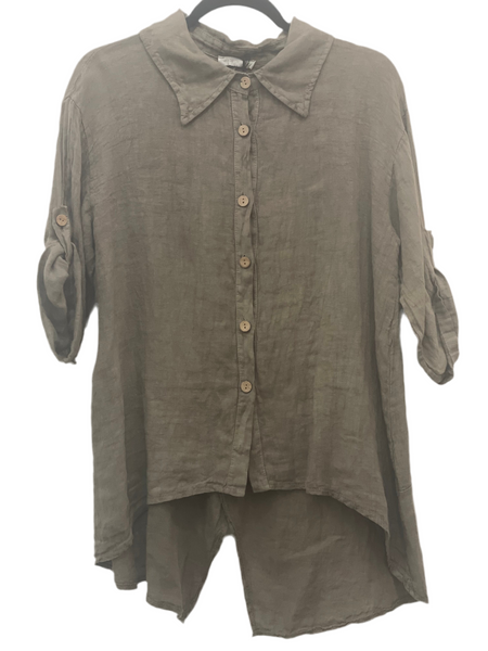 Linen Button Down Blouse -women