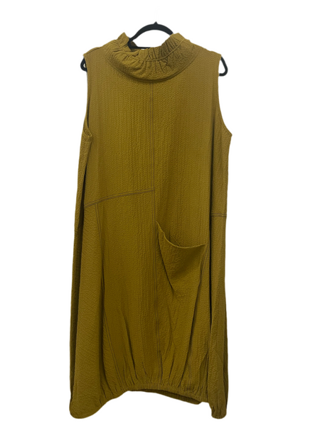 Mustard Crinkled Moonlight Dress D3532