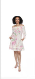 LINEN FLORAL OFF SHOULDER DRESS WITH RUFFLE DETAIL L5850