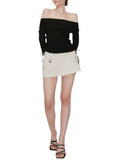 Long Sleeve Side Ruched Off Shoulder Top