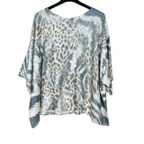 Poncho Sweater with Pattern, 3/4 Sleeve