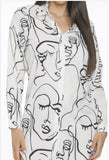 Long Sleeve Button Down Shirt Face Print