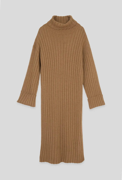 Ribbed Knit Long Sleeve Midi Dress