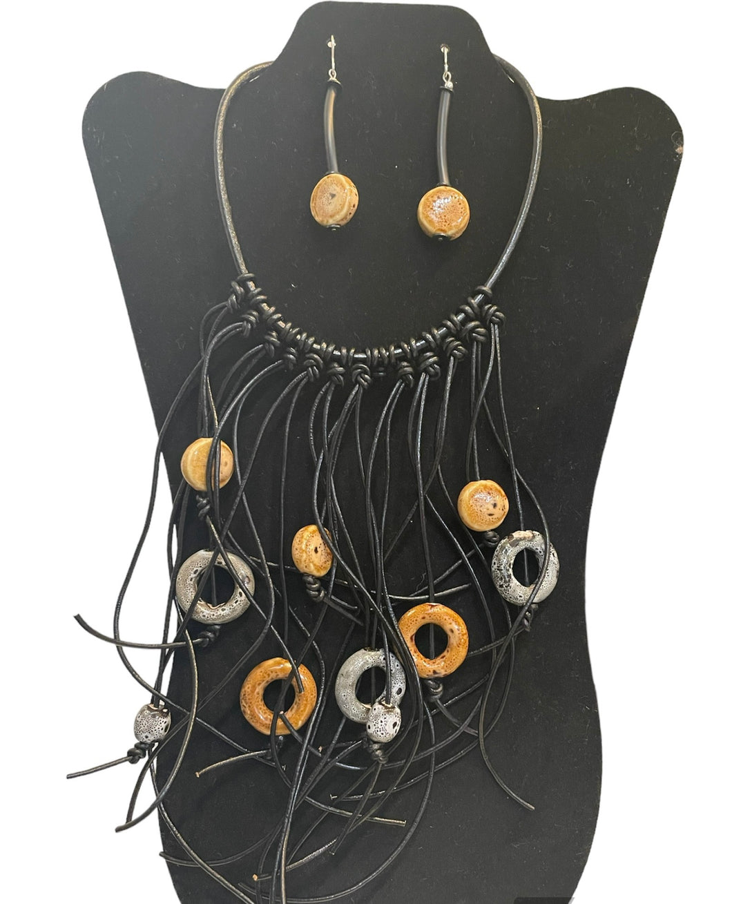 Leather Fringes Necklace Set