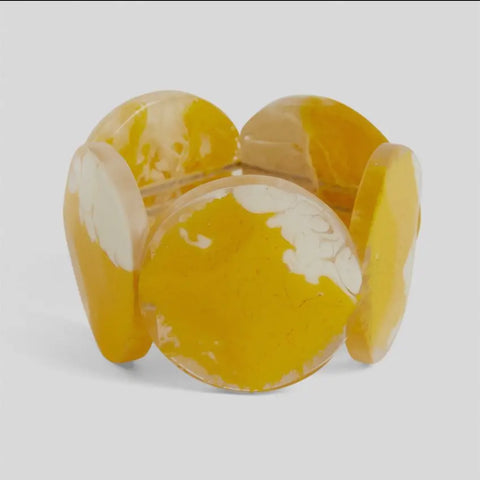 Chunky Bangle Bracelet  Yellow  Stretch