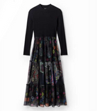 Combination floral midi dress