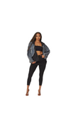 Denim Jacket with Front Zip/ Hood