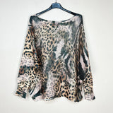Patterned V-Neck Animal Print Long Sleeve Sweater