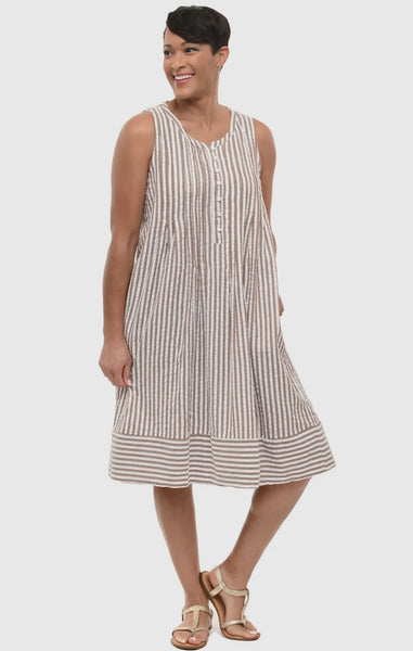 Boho Dress in Seersucker Stripes