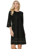 Suede Dress with Grommet Studs