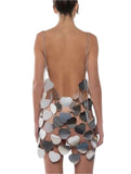 Heart Foil Silver Chain Mini Dress