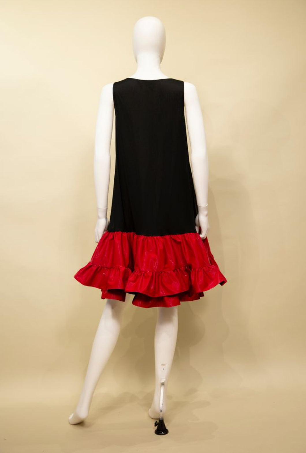 Color block ruffle hem stretch A-line Dress