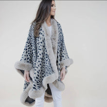 Load image into Gallery viewer, Faux Fur Shawl Sheetah Wrap Cape Stole