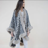 Faux Fur Shawl Sheetah Wrap Cape Stole
