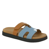 Denim Velcro Strap Slide Sandals
