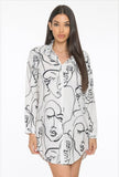 Long Sleeve Button Down Shirt Face Print