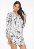 Long Sleeve Button Down Shirt Face Print
